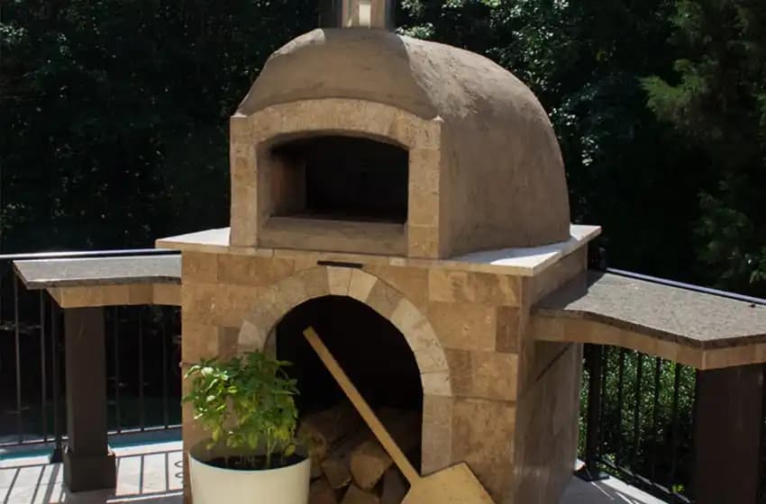 Traditional pizza oven in backyard